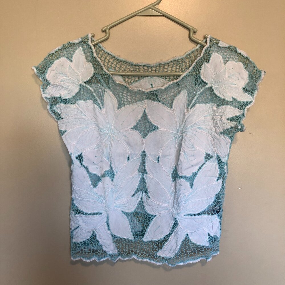 Embroidered Cut Out Cover Up Short Top